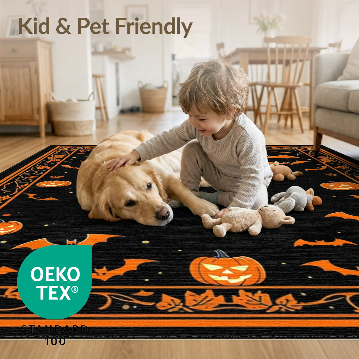 ODIKA Halloween Ghost Pumpkin Bat Skull Welcome Doormat Fiber Door for Dorm Room, Small Living Apartment, Stain Resistant Low Profile