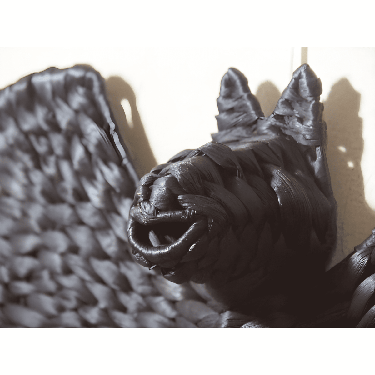 Set of 2 Handwoven Black Bat Wall Hangings – Halloween Rattan Décor Accents