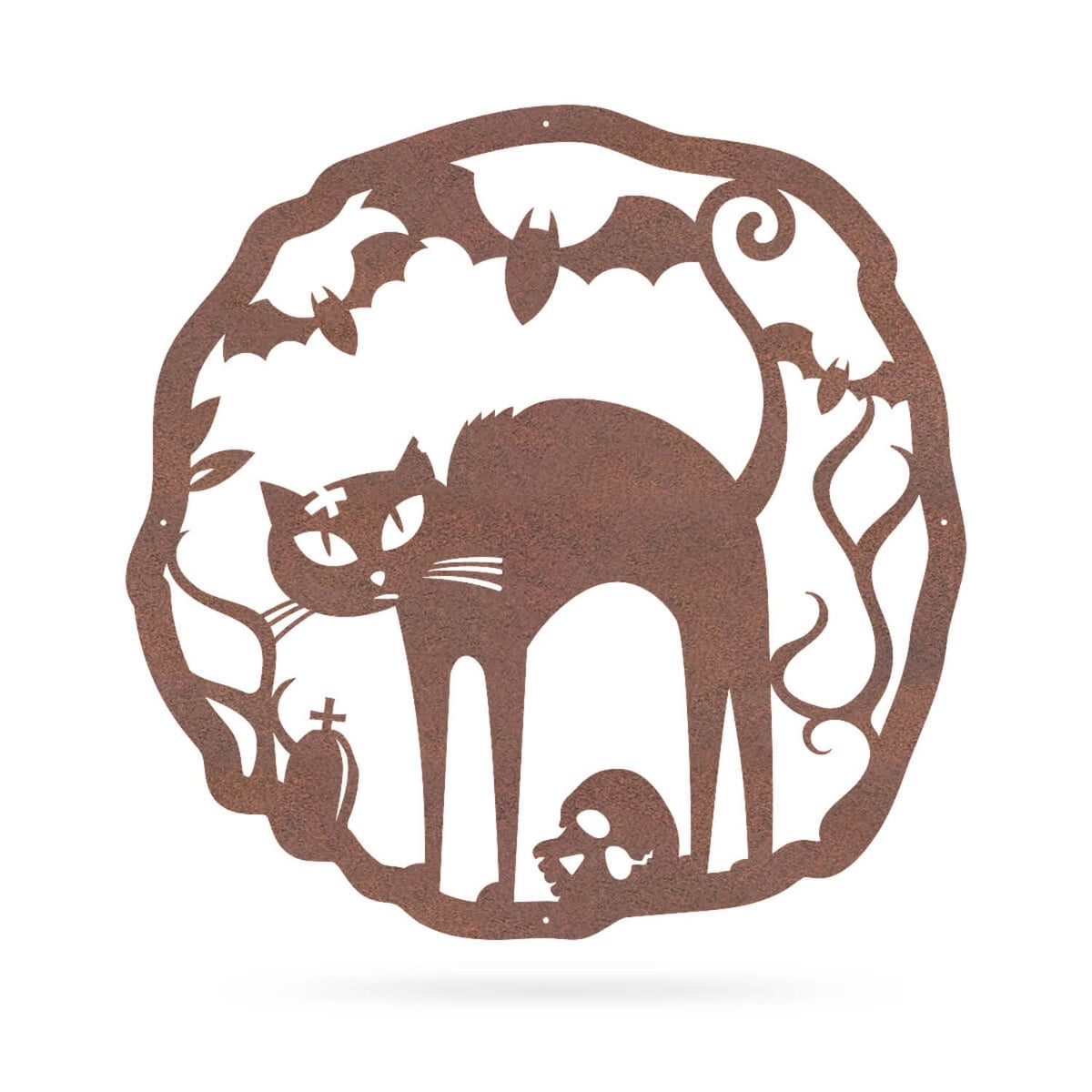 RealSteel: Halloween Cat Wreath – Black Cat Door Decor, Indoor/Outdoor, Multiple Sizes & Colors (18"/B)