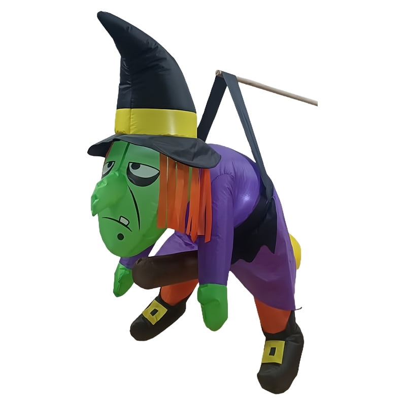 4Ft Halloween Inflatable Witch Outdoor Decoration,Inflatable Witchs Yard Decor,Air Blow Up Door Window Hanging Witch Build-in LEDs Decoration for Garden Haunted House Trick-or-Treat Party