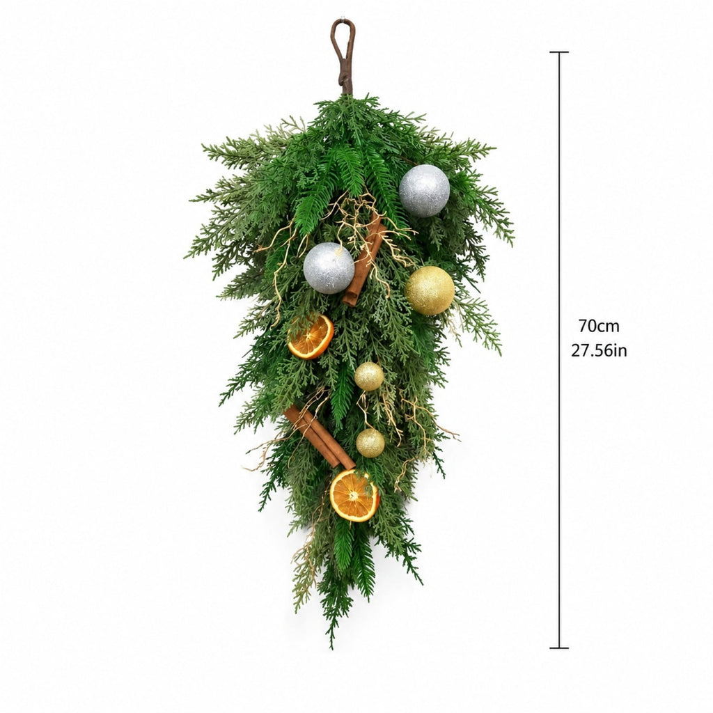 Christmas Pine Wreath, Outdoor Christmas Decorations, Xmas Door Wreath for Home, Holiday, Party, Fireplace, Mantle, Wall, Windows Decor