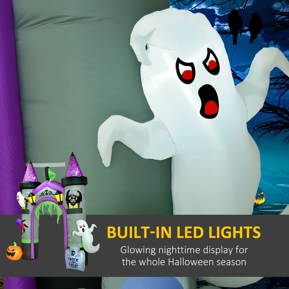 Canddidliike 12 FT Large Inflatable Halloween Archway with Ghost, Pumpkin, Blow Up Outdoor LED Yard Light, Waterproof Halloween Archway, Multi-color