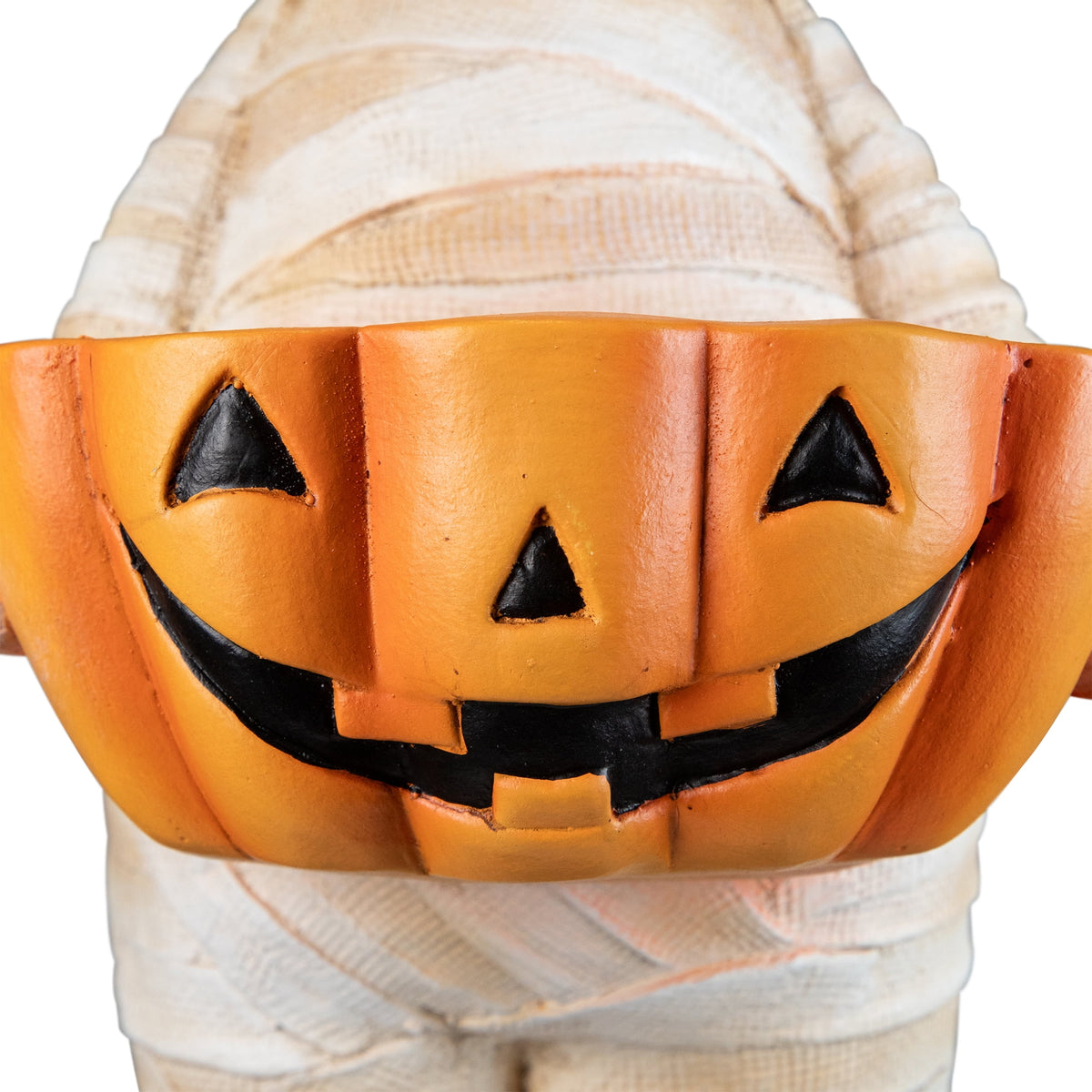 Northlight Mummy in Top Hat Holding Jack-O-Lantern Candy Dish Halloween Decoration - 23"