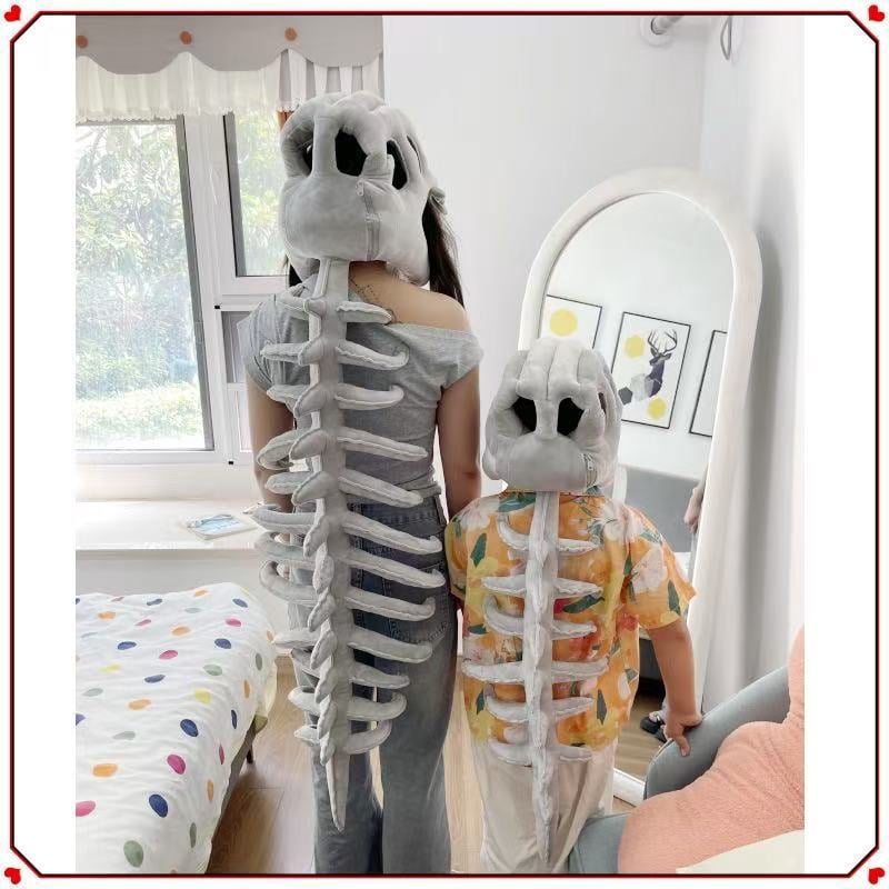 Dinosaur Skeleton Plush Decoration, Dinosaur Costume-3D Skeleton Design, Halloween Dinosaurs Skeletosn ，Approximately 63 inches in Length
