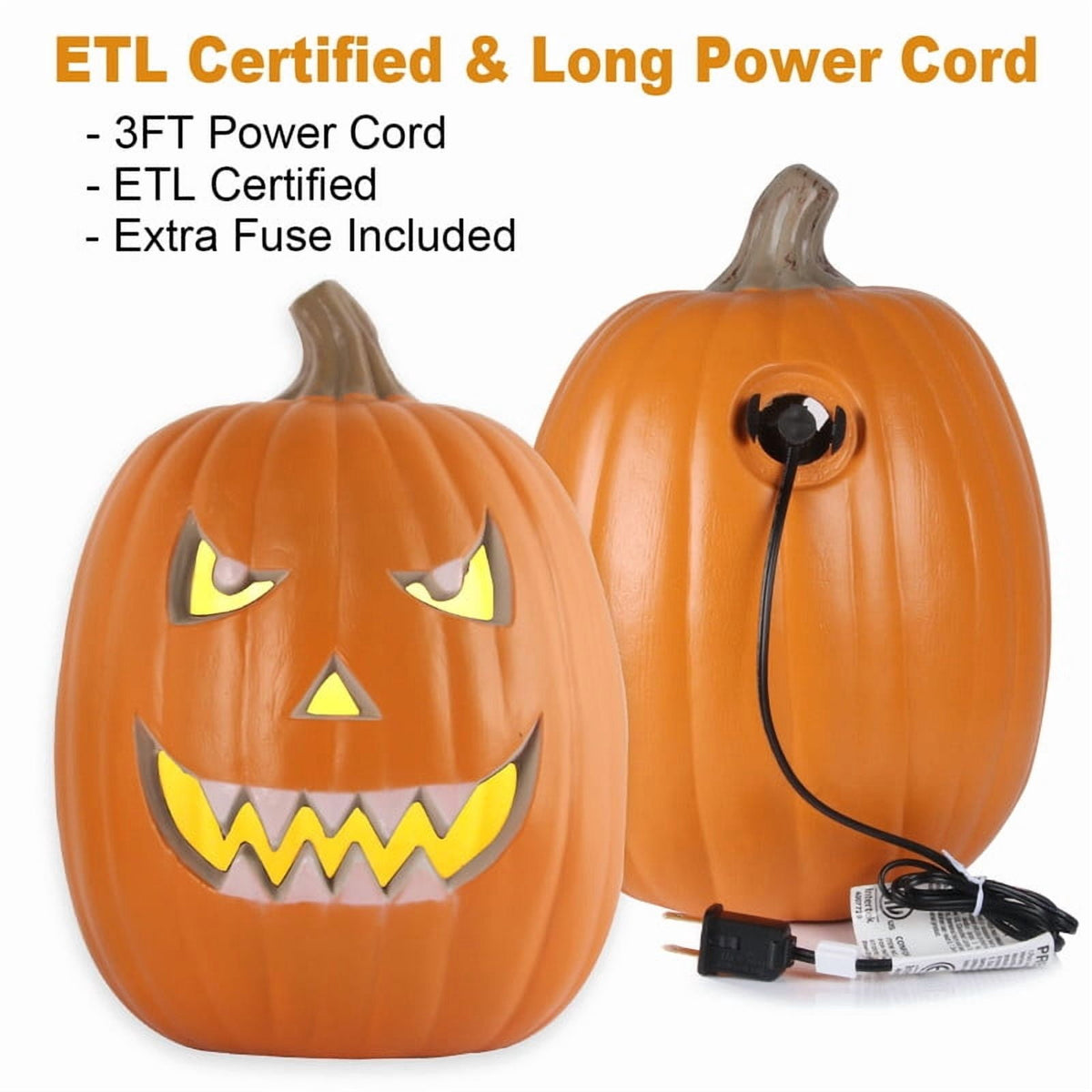 DUNCHATY 21" LED Pumpkin Light, Extra Large Angry Jack O' Lantern Halloween Decor for Outdoor Yard - Furious Face