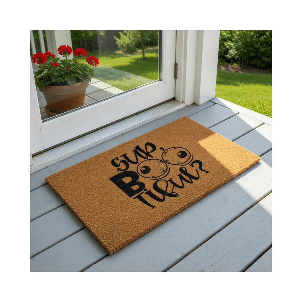 Sup Boo Tiful Doormat, Funny Halloween Welcome Mat, Outdoor Entryway Door Mat (36x60 inches) WoodByStu 1264