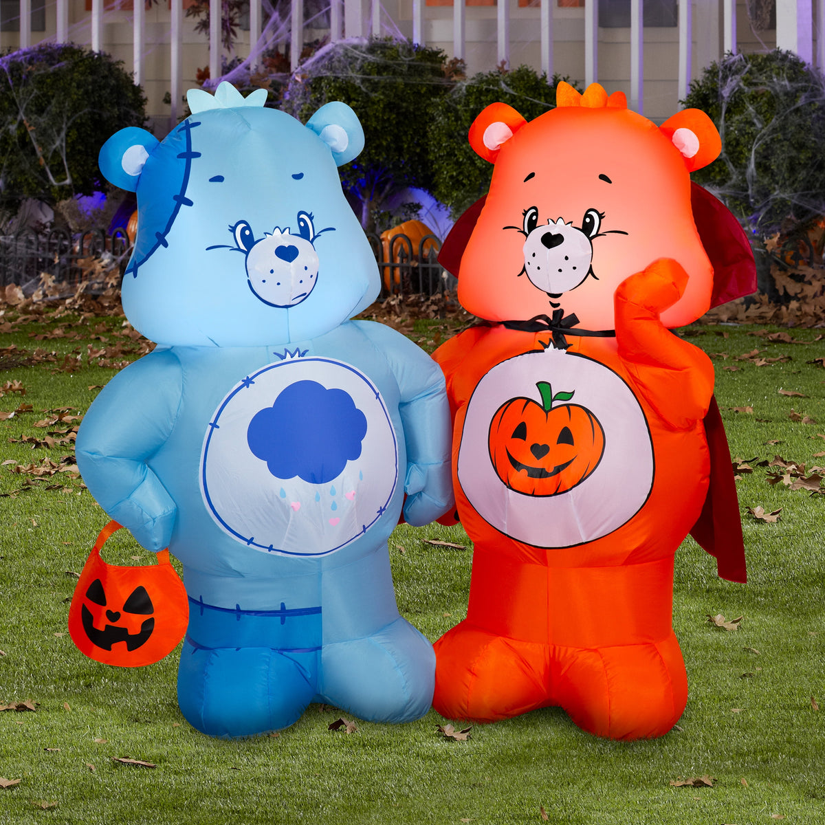 Care Bears Halloween Inflatable Scene with Grumpy Bear and Trick-or-Sweet Bear, 4-Ft Lighted Airblown Yard Decor