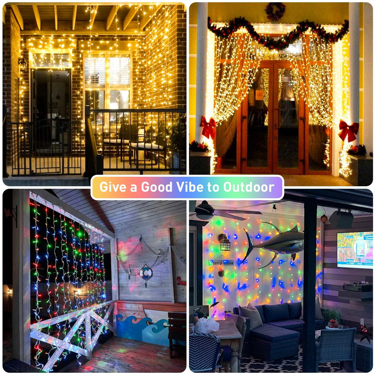 9.5x29.5ft Curtain Lights 900 LED White Indoor Outdoor Decor