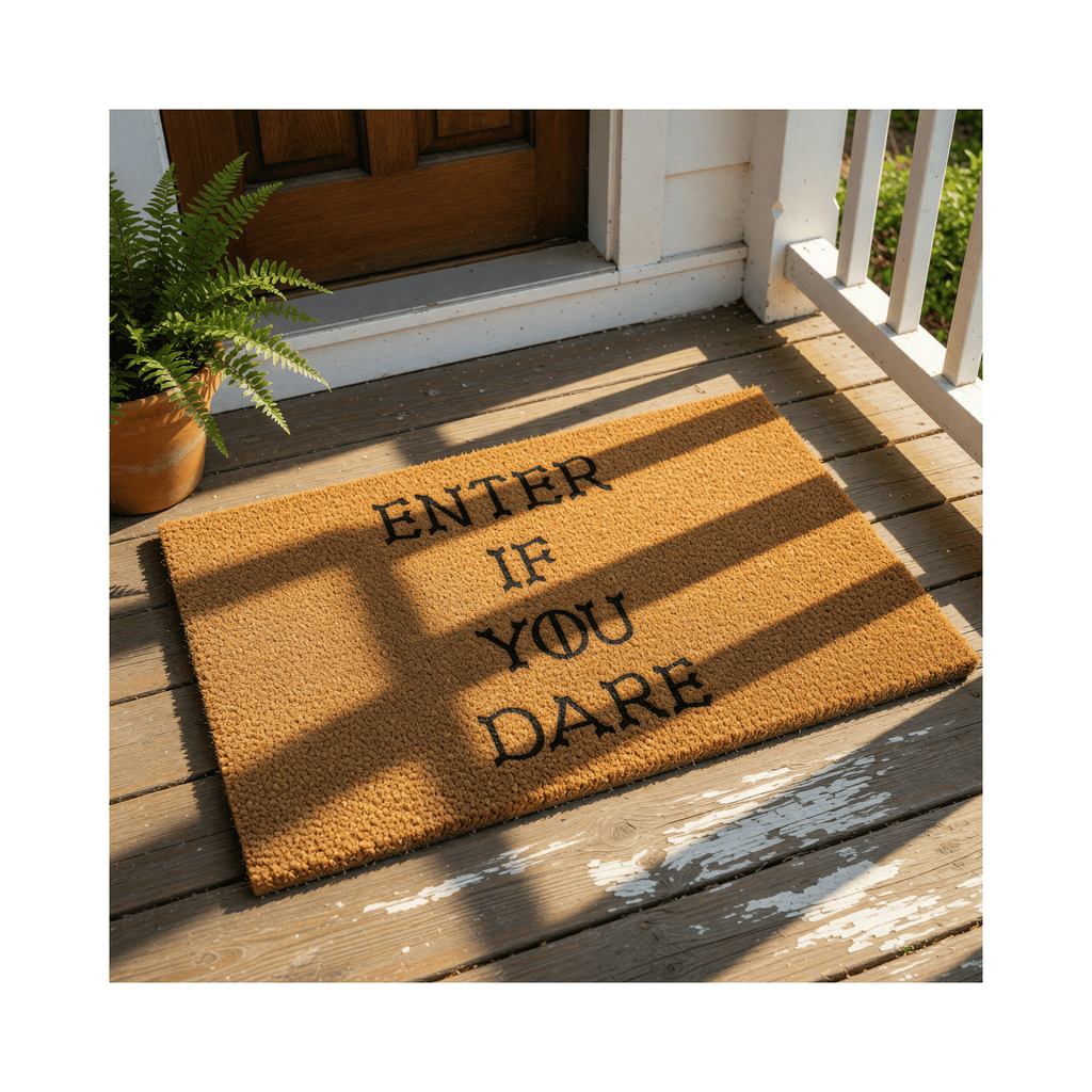 Enter If You Dare Doormat, Funny Halloween Welcome Mat, Outdoor Entryway Door Mat (36x72 inches) WoodByStu 5148