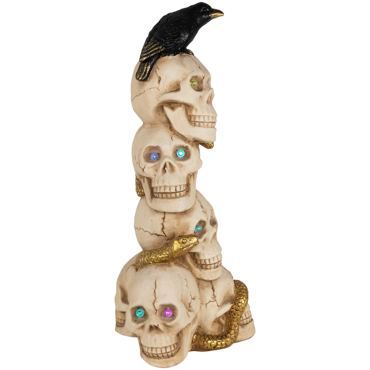Northlight LED Lighted Skull Tower with Raven and Snake Halloween Decoration - 27.5" - Multicolor