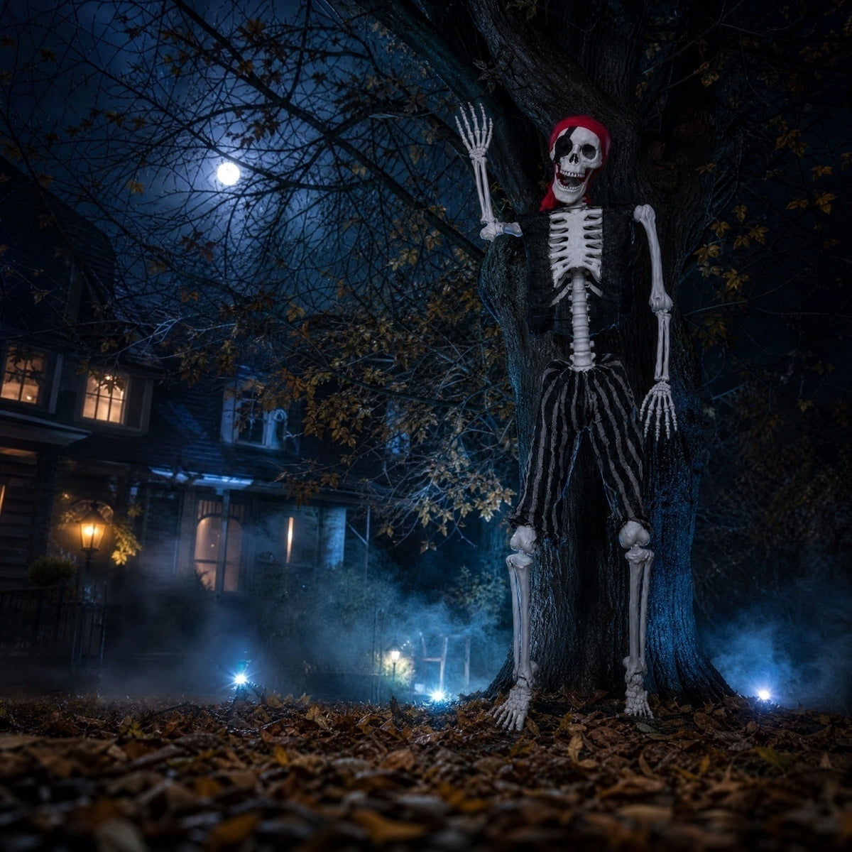 Skeleton 5 Foot Life Size Pirate Skeleton for Spooky Halloween Haunted House Party Indoor and Outdoor Decoration Props