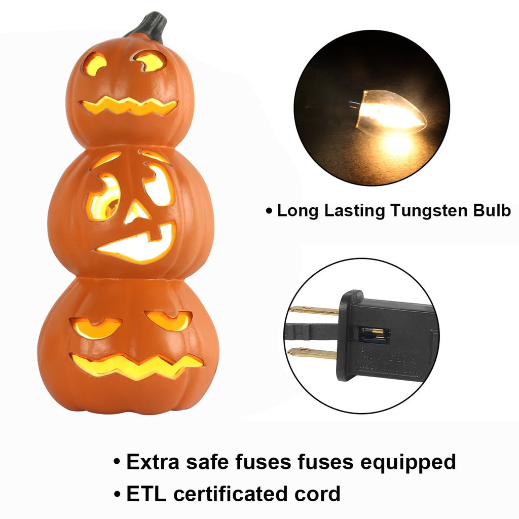 4Pack LED Lighted Jack O Lantern Indoor Outdoor Halloween Large Pumpkin Lantern Decoration