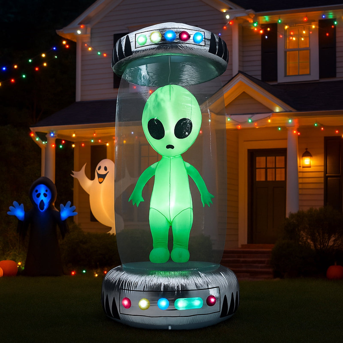 Ktaxon 8.2' Halloween Inflatables Outdoor Halloween Decoration Giant UFO Blow up Decor