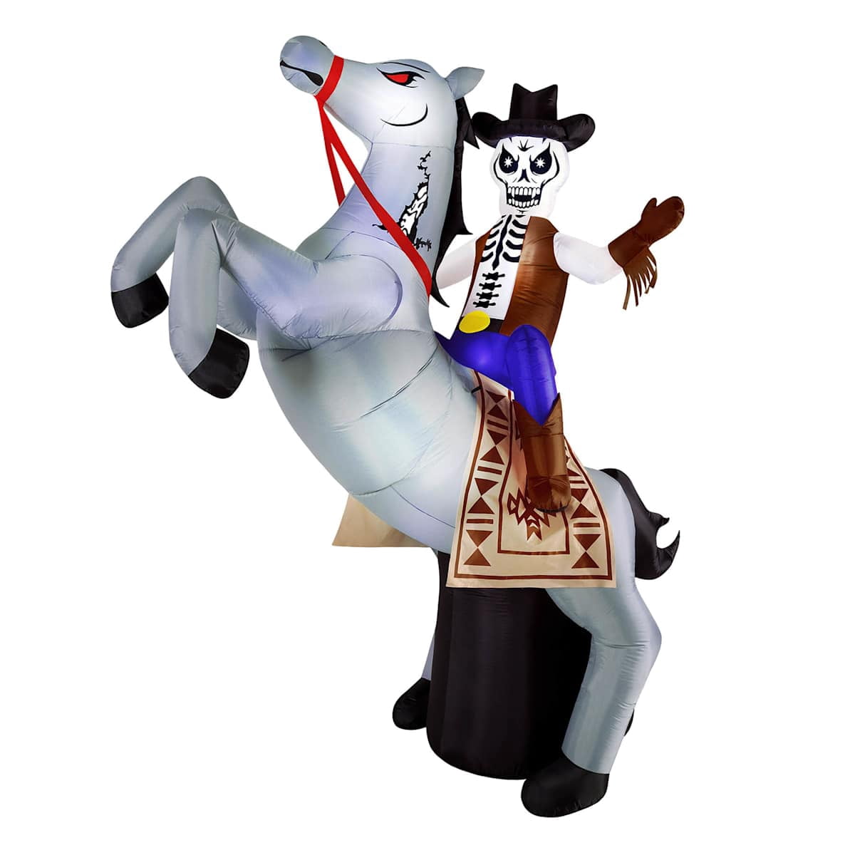 9ft Animated Cowboy Skeleton On Horse Halloween Inflatable