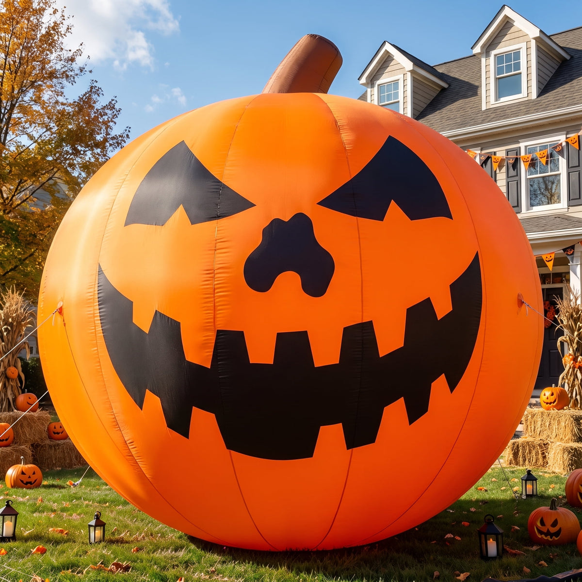 BPMIO 20FT Halloween Giant Inflatable Pumpkin Outdoor Yard Decoration with 550W Blower, 420D Oxford UL-Certified LED Light for Garden Commercial Party