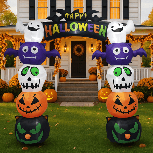 COTINSE 8.2FT Halloween Decorations Inflatable Pumpkin Archway with 7 LED Lights, Blow Up Outdoor Yard Decor & Party Supplies