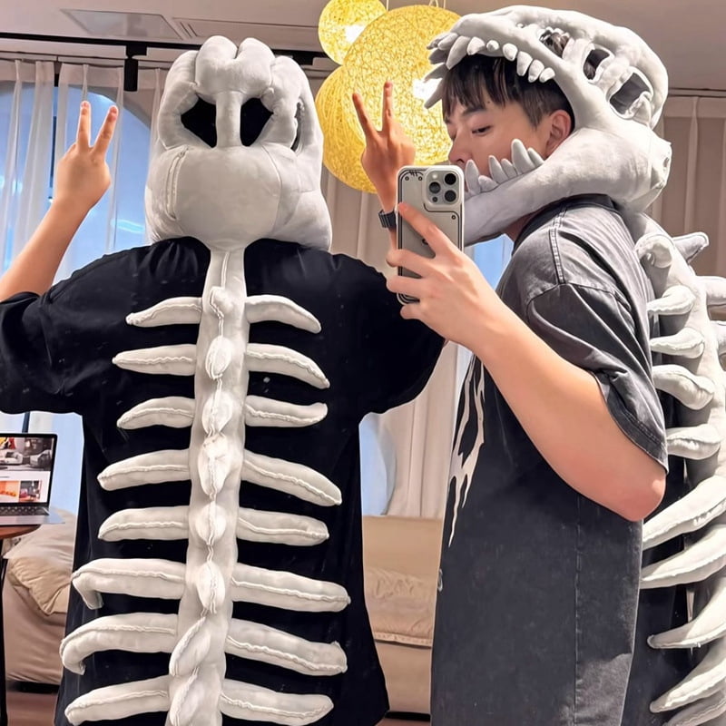 Dinosaur Skeleton Plush Decoration, Dinosaur Costume-3D Skeleton Design, Halloween Dinosaurs Skeletosn ，Approximately 63 inches in Length