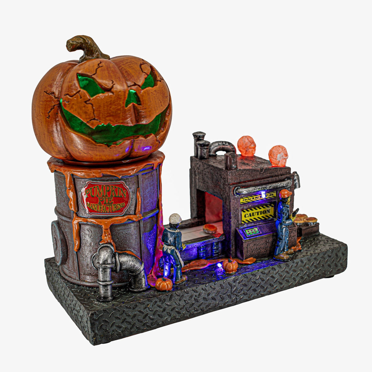 FG Square Pumpkin Pie Manufacturing Halloween Village