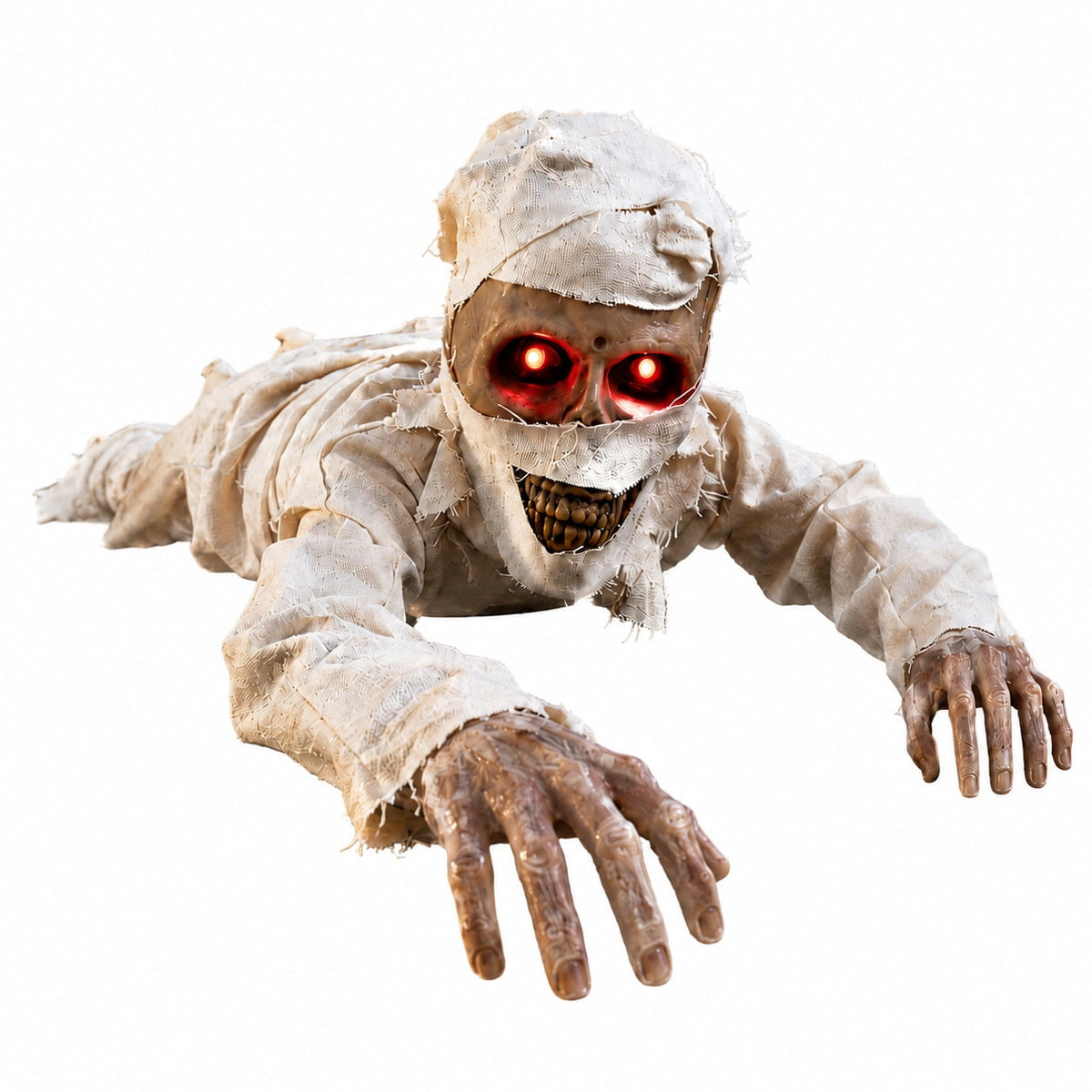 Halloween Crawling Mummy Animatronic Decoration, Sound-Activated with Red Glowing Eyes & Scary Sounds