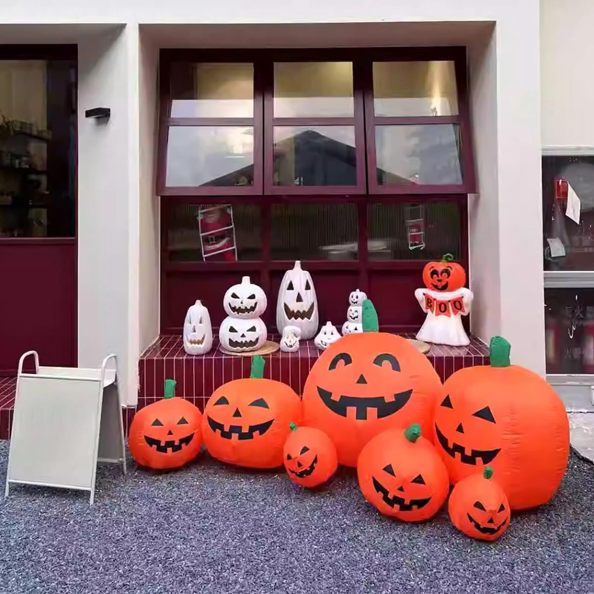 Halloween Pumpkin Inflatable 7.2 Ft Ghost Yard Decoration with Built-in LED Lights for Outdoor Garden Party Display