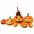 Inflatable Pumpkin with Witch's Cat and LED Lights for Outdoor Halloween Yard Decor