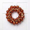 Northlight Jack-O-Lanterns with Burlap Ribbon Small Artificial Halloween Wreath - 20" - Unlit