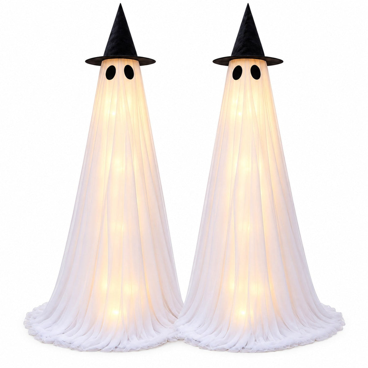 Light Up Halloween Ghost Decor 8 Modes Dual Power 5ft 2 Pack