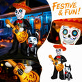 MInHoues 4 ft Halloween Inflatable Mold Ornament, Day of the Dead Skeleton Playing Guitar Decorative Molds, Polyester Spooky Yard Prop for Indoor Outdoor Party Yard Decor