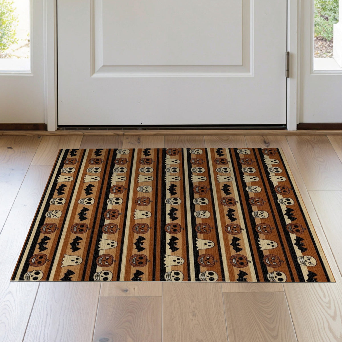 ODIKA 8'x10' Washable Area Rug Halloween Harvest Spirits Grinning Lantern Entrance Doormat Door for Living Room, Under Sectional, Family , Durable, Non-Slip