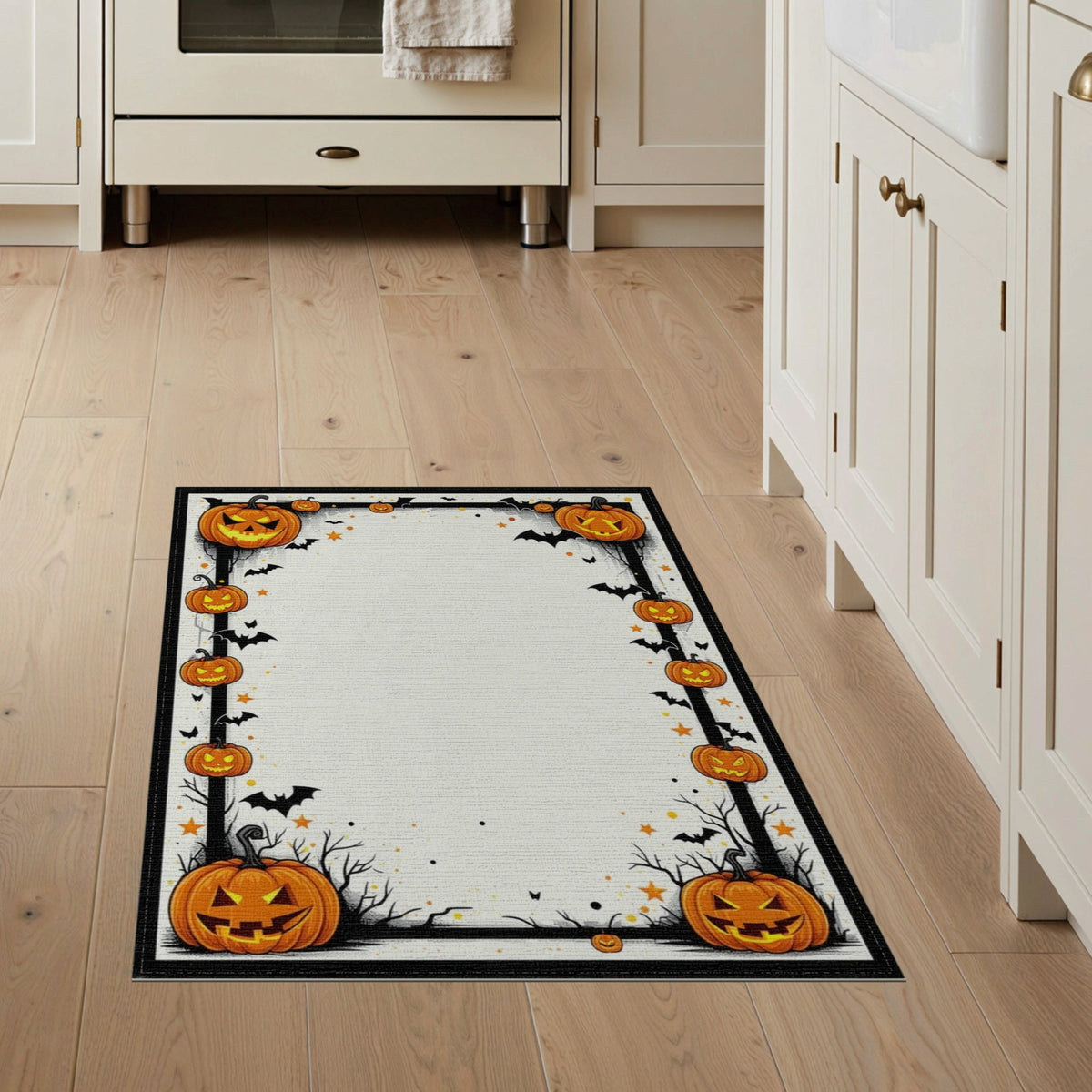 ODIKA Halloween Striped Pumpkin Ghost Farmhouse Welcome Fallc Door Pet Friendly & Kids Safe Play for Playroom, Bedroom, Reading Nook
