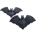 Set of 2 Handwoven Black Bat Wall Hangings – Halloween Rattan Décor Accents
