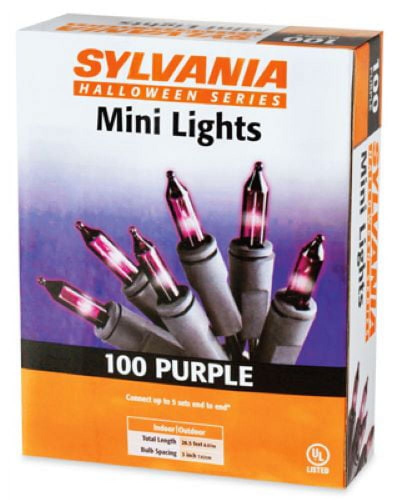 Sylvania V34708-88 100-Count Mini Light Halloween Set Purple Bulbs & Black Wire - Quantity of 12