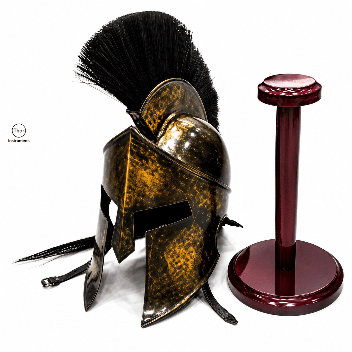 THOR INSTRUMENTS 300 Armor King Leonidas Spartan Helmet Replica With Stand Free Halloween Costume Rustic Vintage Home Decor Gifts