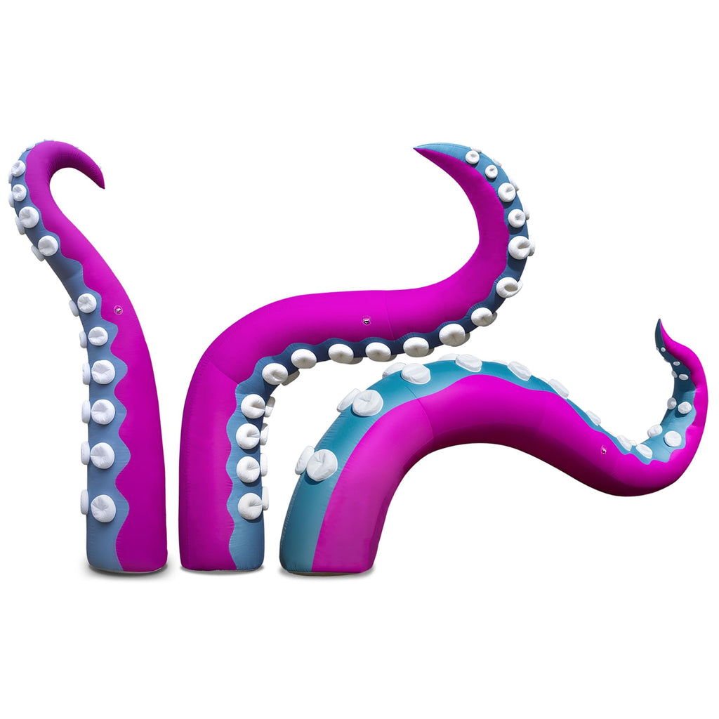 Wellcomer 3 Pcs Halloween Inflatable Octopus Tentacles Décor with Changing LED Lights