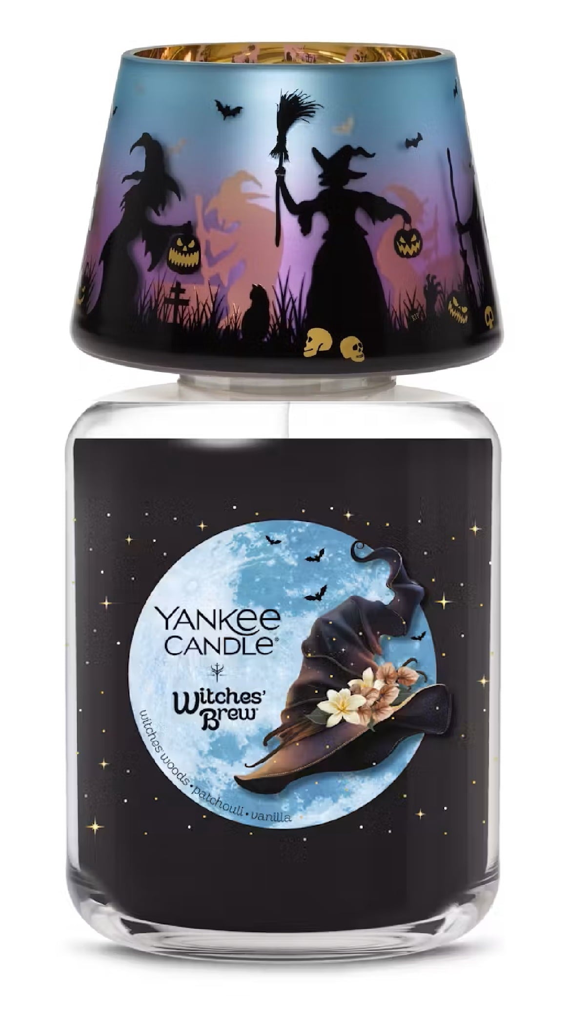 Yankee Candle Witches' Brew Large Original Jar Candle with a Flicker Halloween Witches Glass Jar Shade