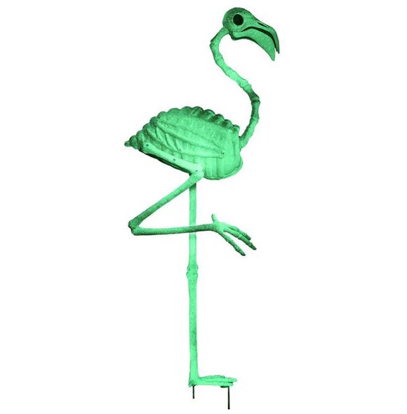 Seasons 33.75" Skeleton Flamingo Decoration Black Light Reactive Halloween Yard Prop