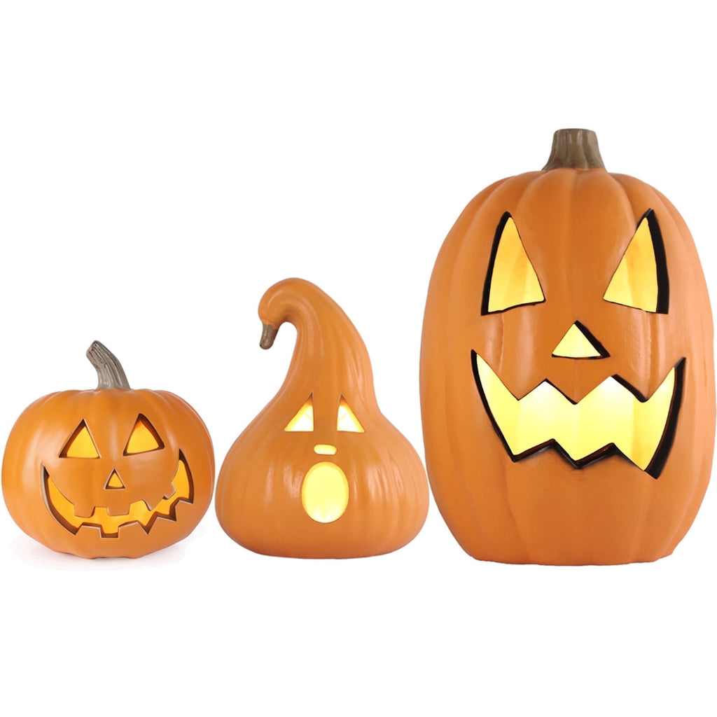 21in+12in LED Light Up Jack O Lantern Halloween Pumpkin Lights Indoor/Outdoor Holiday Festival Garden Patio Front Door Decor