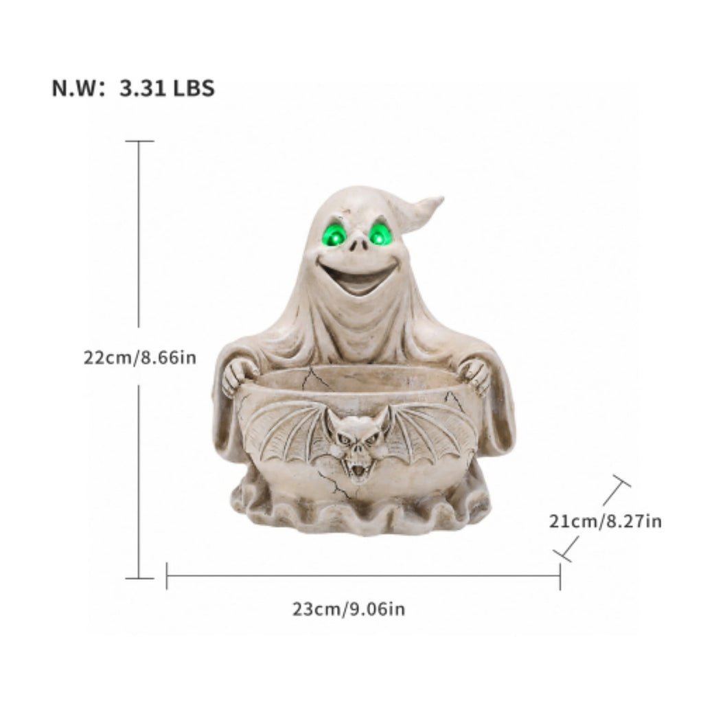 SpookHaven Halloween Jack‑O‑Lantern Pumpkin Mist Sprayer Figurine, LED Light‑Up Fogger with Witch Hat & Skull Decoration, Spooky Ornament for Tabletop Entryway Halloween Party Home Decor