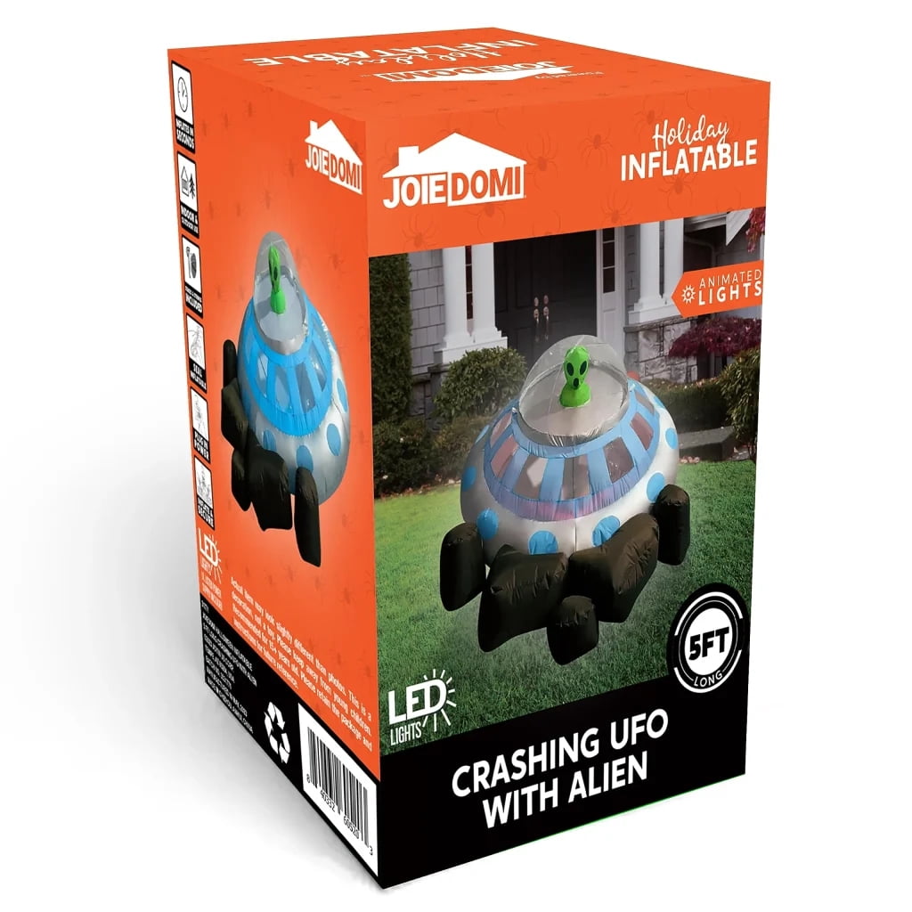 Joyfy 9 ft Halloween Inflatable UFO Alien Decoration with Built-in LEDs,UFO Halloween Decorations Outdoor Blow Up Yard Lawn Decoration