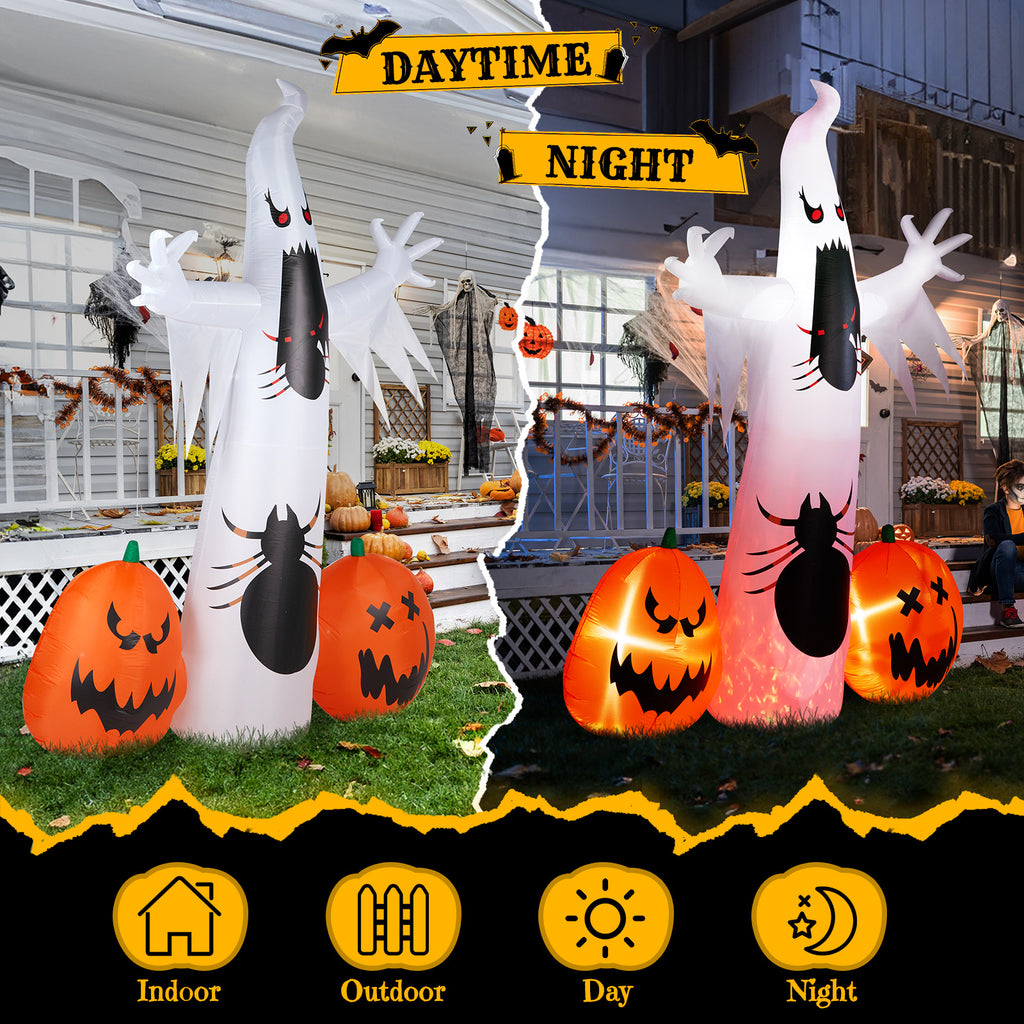 11.8FT Halloween Inflatable Ghost Spider Pumpkin with LED Lights for Yard