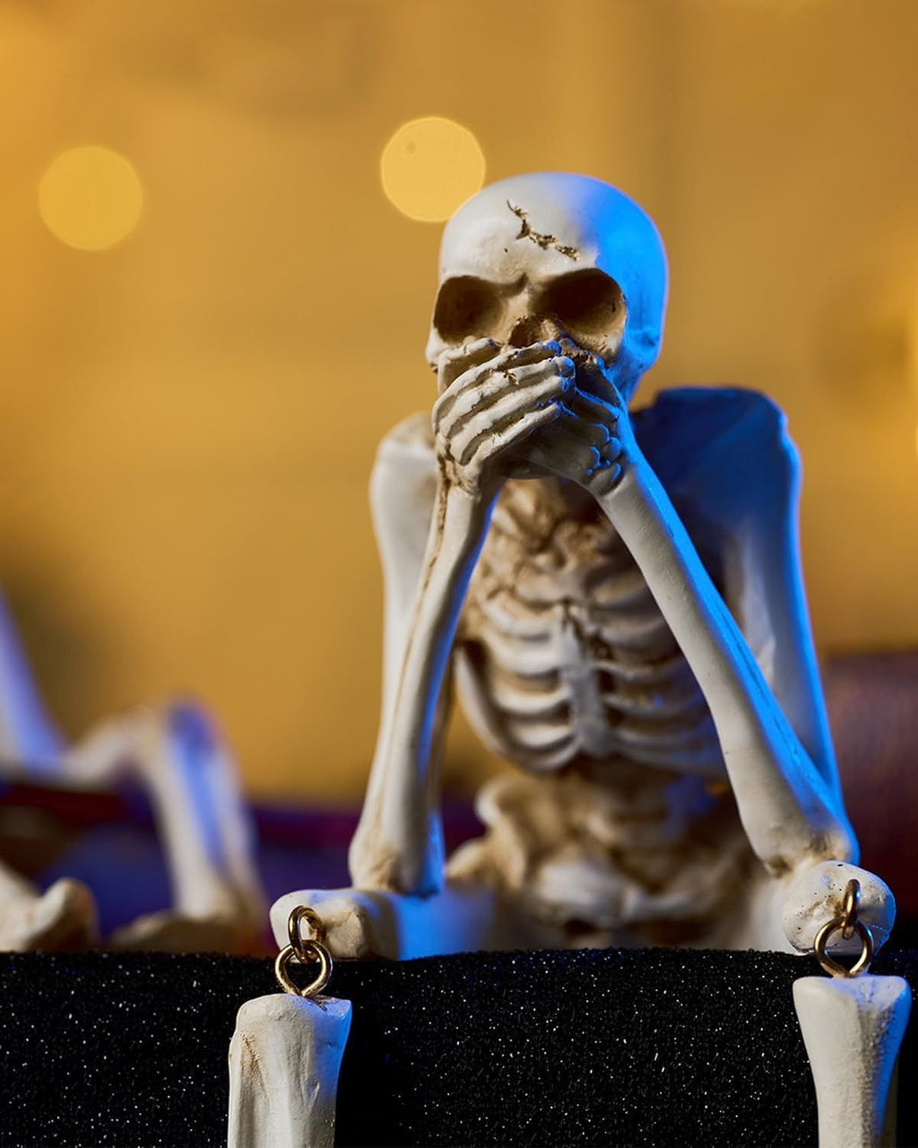 No Evil Skeleton Statue Set for Halloween and Day of the Dead Decor