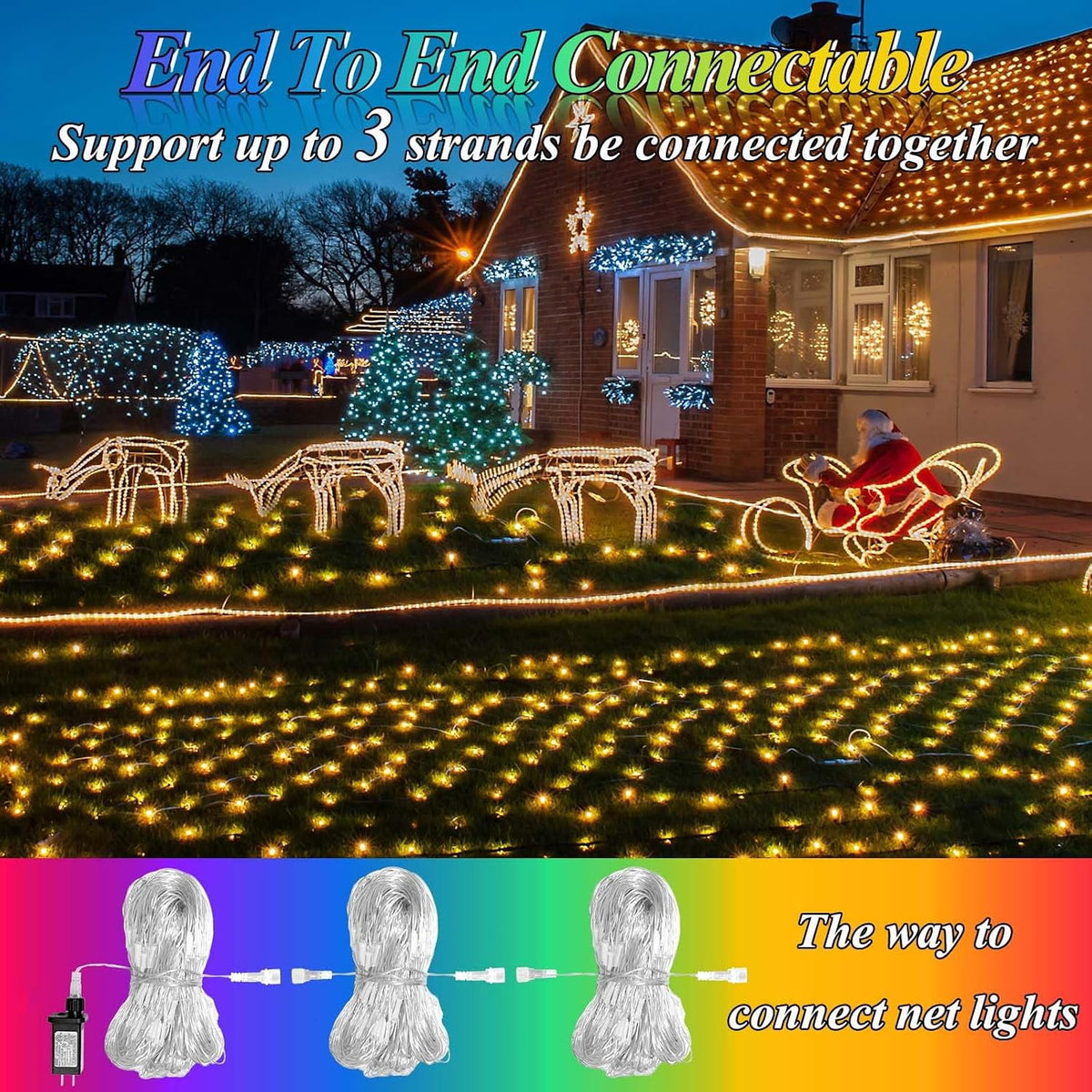 204 LED Christmas Net Lights Outdoor Connectable, 9.8FT x 6.6FT | 35 Colors Changing Halloween Net Lights with Remote, 9 Modes RGB Mesh Light Plug in for Bushes, Xmas, Garden, Holiday Decor