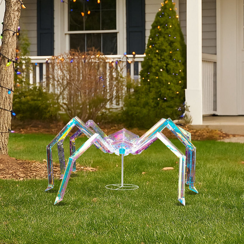 3FT Light Up Halloween Spider - Iridescent Outdoor Decoration with 340 LED Lights for Yard, Porch, and Garden Parties