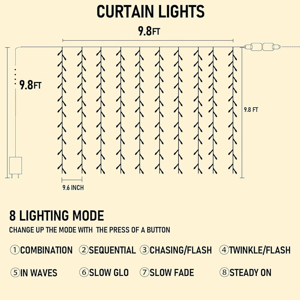 General Smart Curtain Lights, 400LED 6.6FT x 6.6FT Color Changing Valentine's Day Christmas Lights with Remote & APP, Dynamic DIY Fairy String Lights for Indoor Outdoor Bedroom Decorations