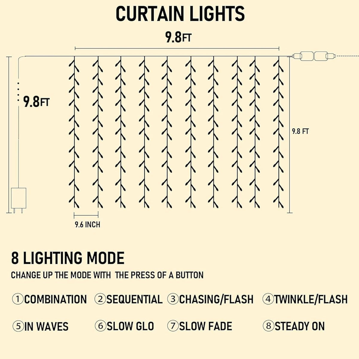 General Smart Curtain Lights, 400LED 6.6FT x 6.6FT Color Changing Valentine's Day Christmas Lights with Remote & APP, Dynamic DIY Fairy String Lights for Indoor Outdoor Bedroom Decorations