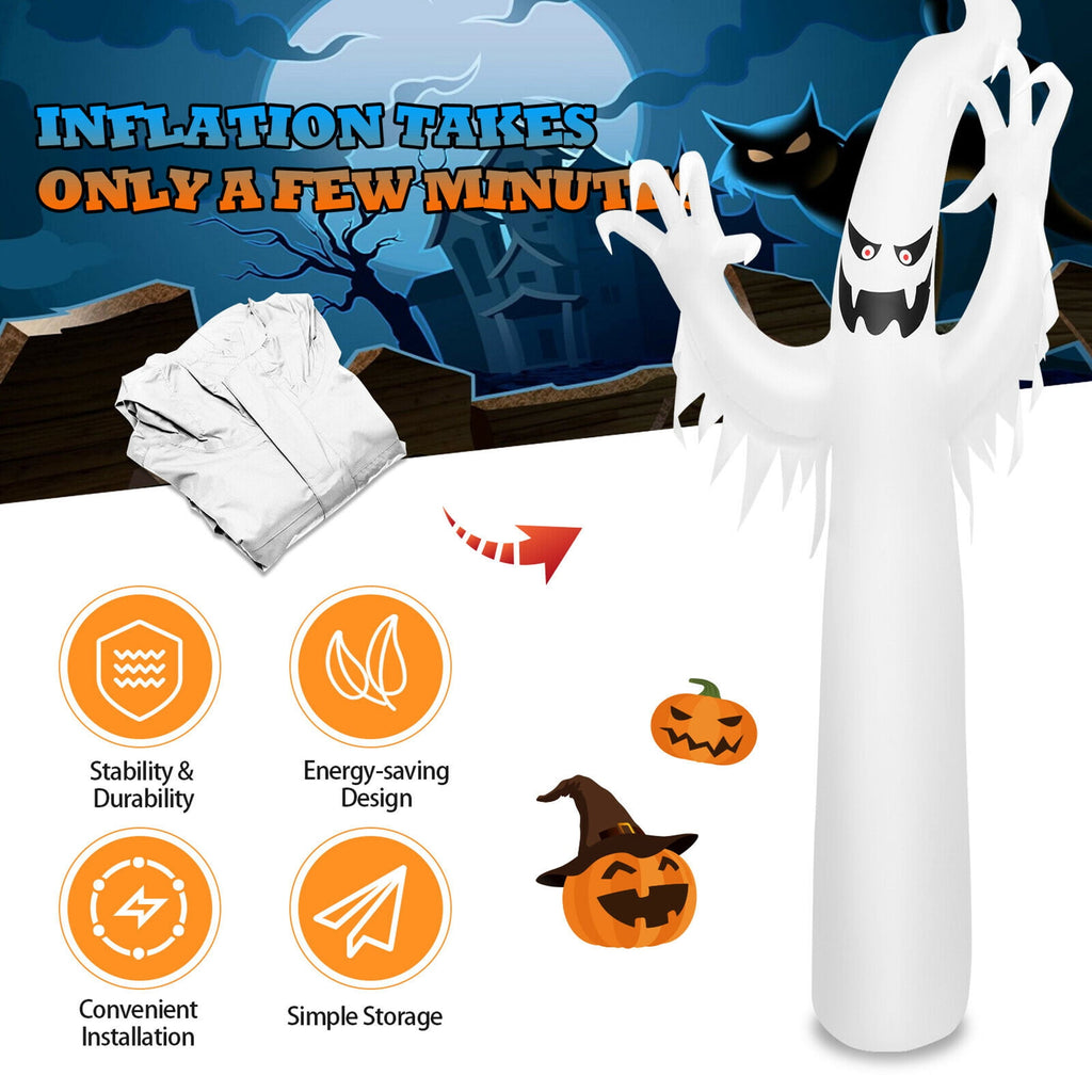 Gymax Ghost Blow Up Halloween Yard Inflatable, with Built-in Flame Light 12'