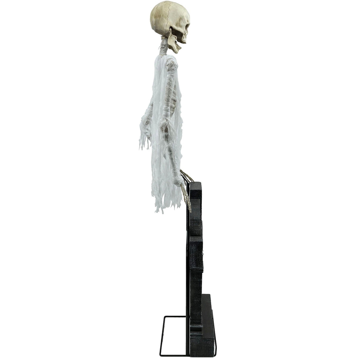 Haunted Hill Farm 5.8-Ft. Motion-Activated Floating Skeleton Ghost Over Tombstone by Tekky, Premium Halloween Animatronic, Battery Operated