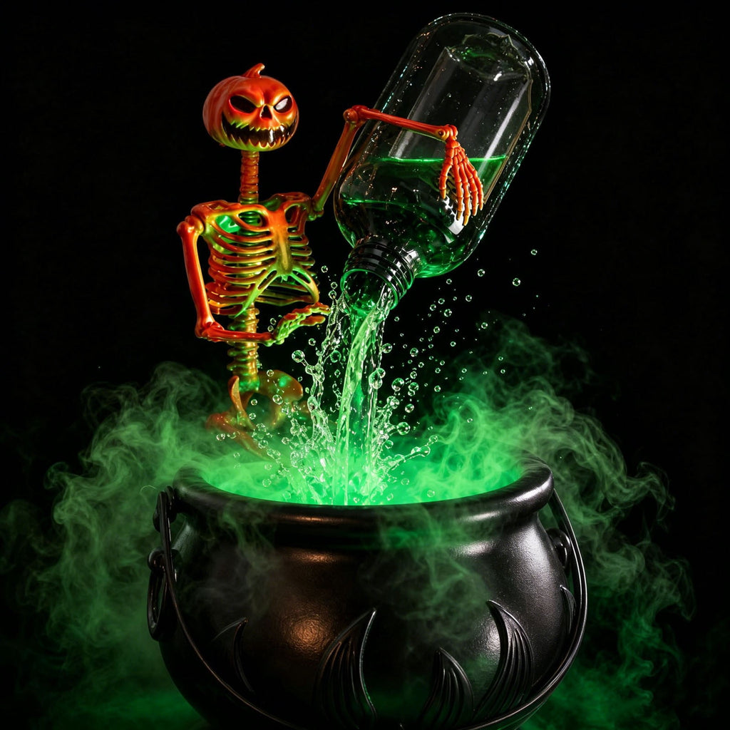 Halloween Skeleton Magic Potion Fountain – Mystical Desktop Recirculating Water & Mist Decor with Lighting Effects