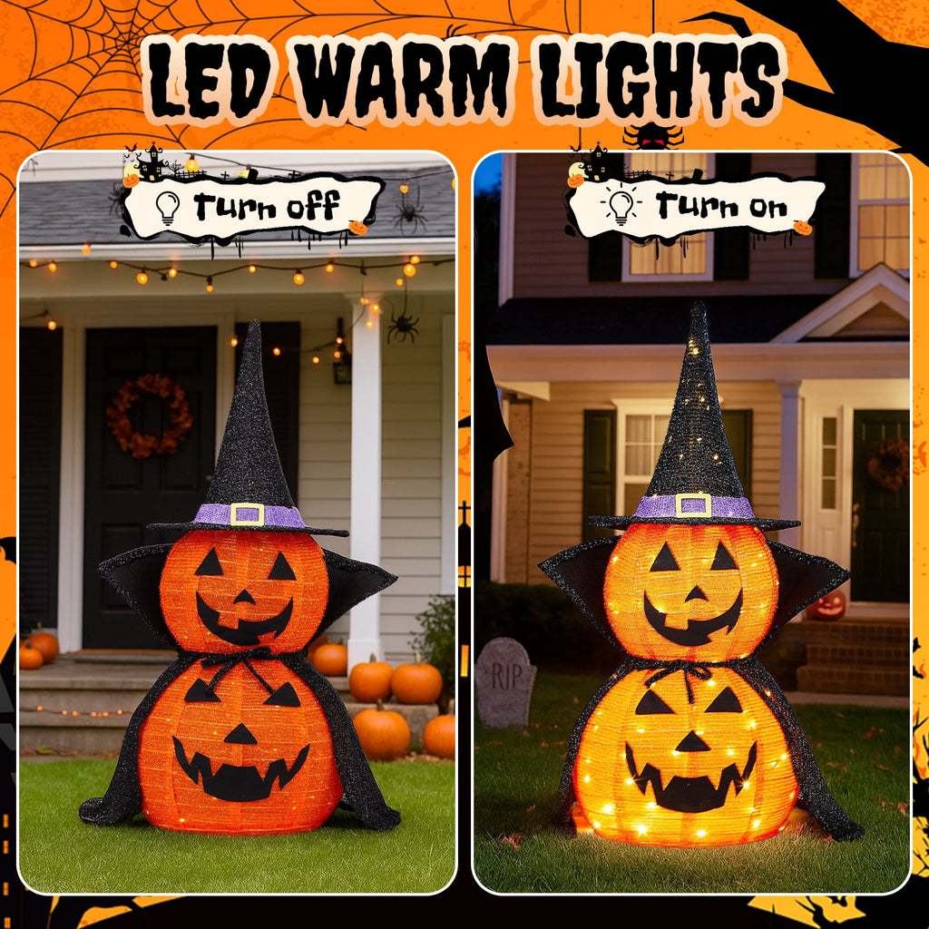 Ktaxon 3FT Pumpkins Halloween Lighted Pumpkin Outdoor Decoration for Holiday Lawn Garden Party,2Pcs