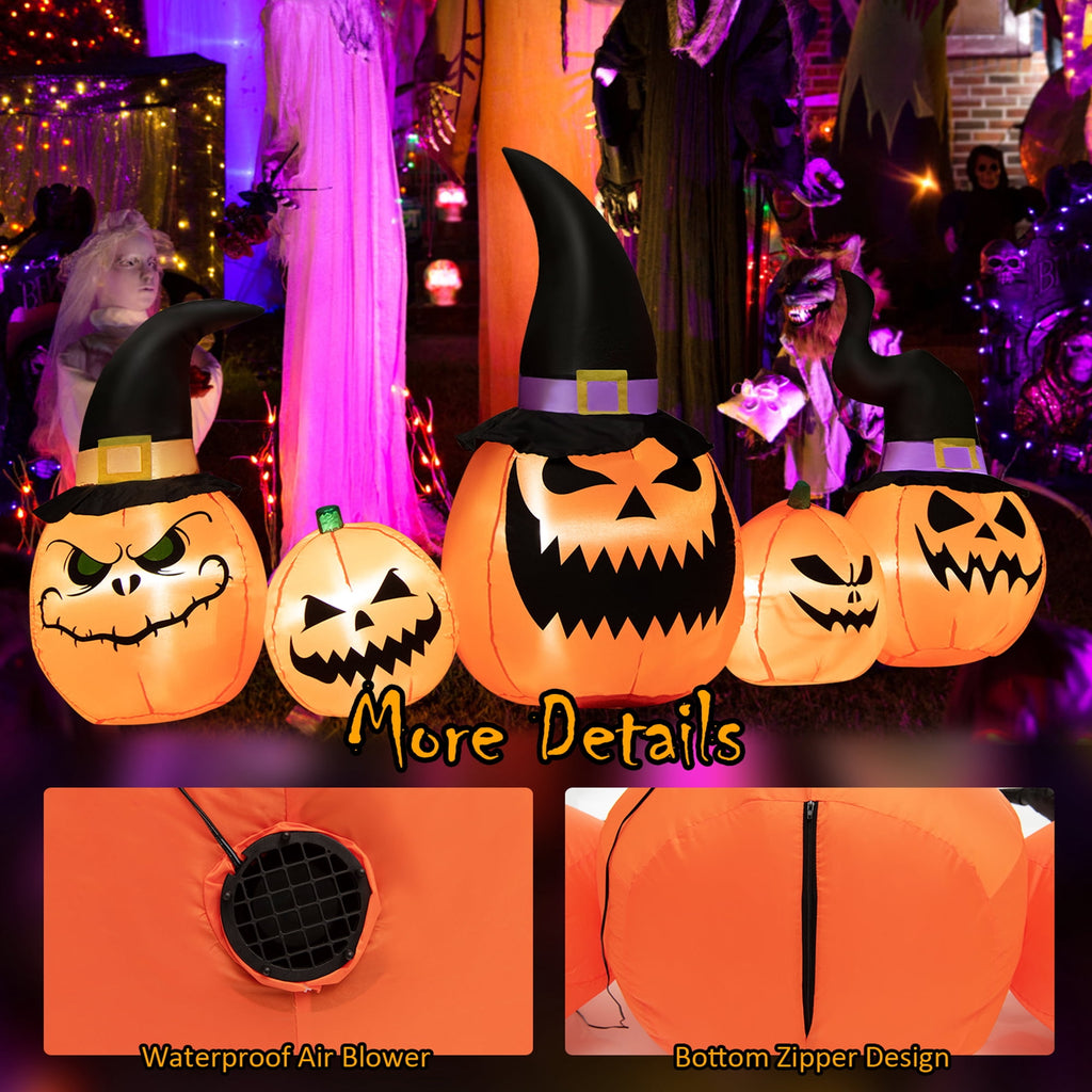 Gymax 4' Inflatable Halloween Pumpkin Yard Decoration w/Built-in LED Lights